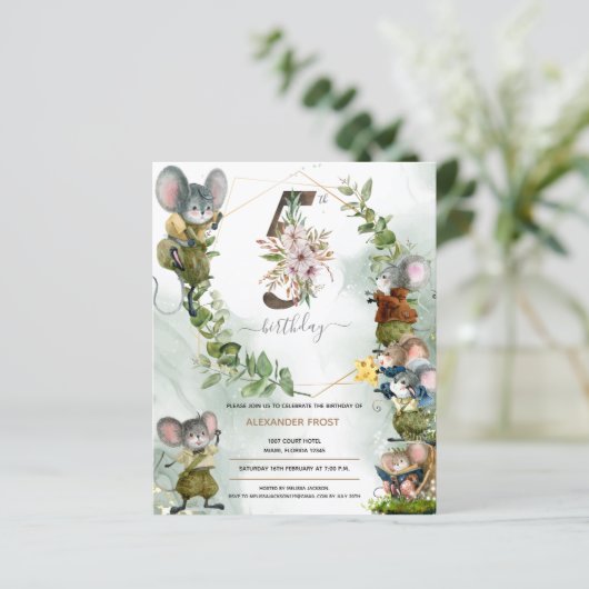 Winter Wilde Mice 5e verjaardag uitnodiging (Staand voorkant)