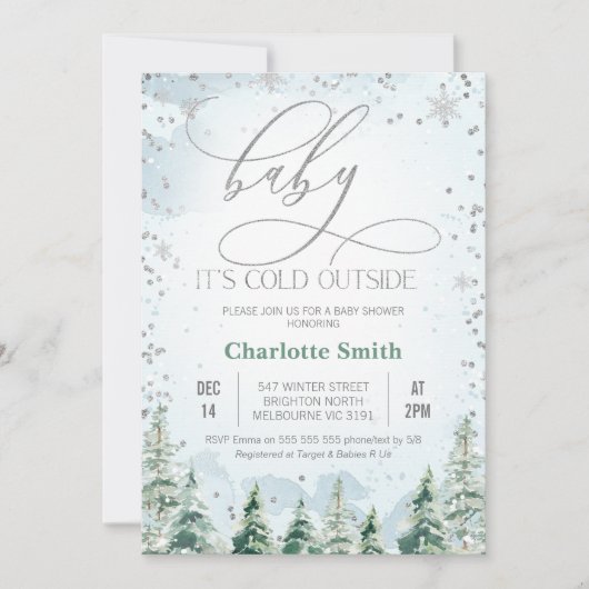 Winter Wilderness Baby Boy Baby shower Kaart (Voorkant)