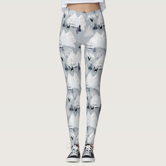Winter Wildernis Berg Bos WILD Leven Leggings (Voorkant)