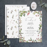 Winter Wildflower Berry Waterverf Wedding Kaart<br><div class="desc">Wat zegt een winterbruiloft meer dan een delicate botanische uitnodiging voor wilde bloemen? Onze Elegant Winter Wildflower Berry Wedding Invitation is perfect voor het natuur-liefhebbende koppel. De voorzijde van de uitnodiging is voorzien van een prachtige natuurlijke waterverf wildbloem en een lijst met rood bessenmotief, met moderne scripttypografie die een aanraking...</div>