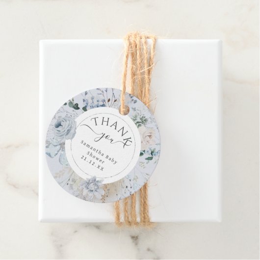 Winter Wildflower Elegant Boho Baby shower Bedankjes Labels (In situ)