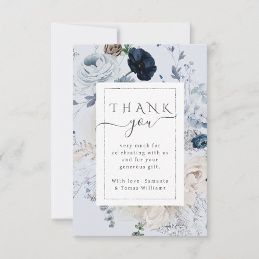 Winter Wildflower Elegant Boho Baby shower Bedankkaart (Voorkant)