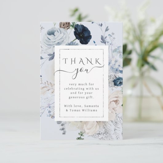 Winter Wildflower Elegant Boho Baby shower Bedankkaart (Staand voorkant)