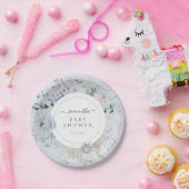 Winter Wildflower Elegant Boho Baby shower Papieren Bordje (Feest)