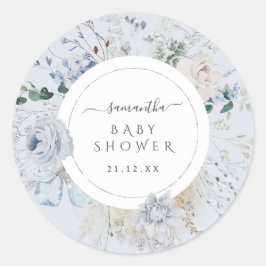 Winter Wildflower Elegant Boho Baby shower Ronde Sticker
