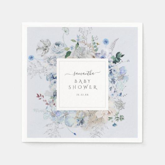 Winter Wildflower Elegant Boho Baby shower Servet (Voorkant)