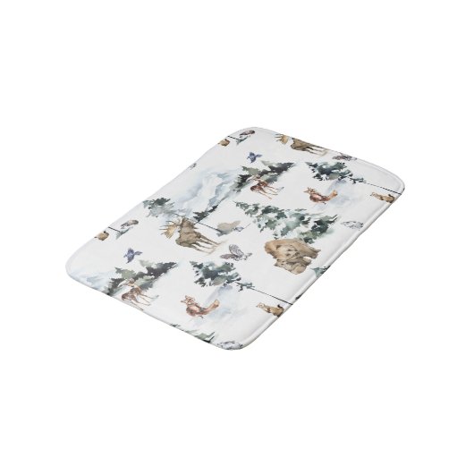 Winter Wildlife Woodland Forest Animals Badmat (Gekanteld)