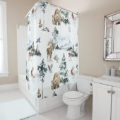 Winter Wildlife Woodland Forest Animals Douchegordijn (In situ)