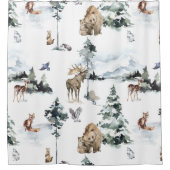Winter Wildlife Woodland Forest Animals Douchegordijn (Voorkant)