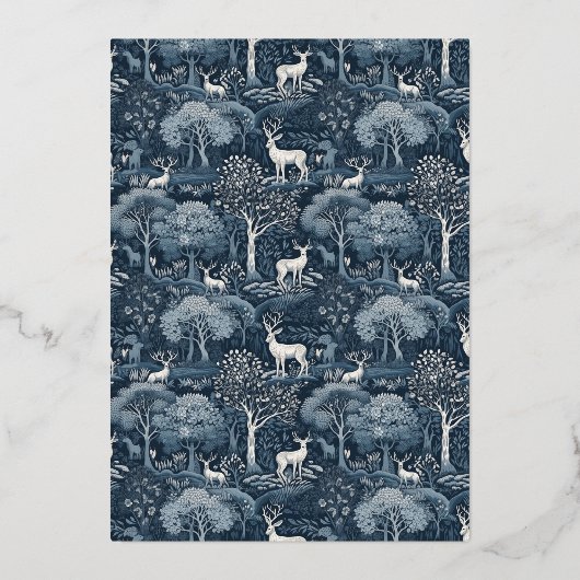  Winter William Morris Elegant Wedding Folie Uitnodiging (Achterkant)