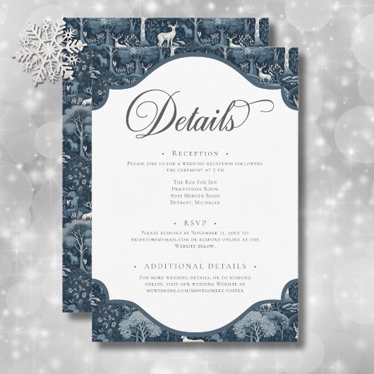 Winter William Morris Elegant Wedding Informatiekaartje