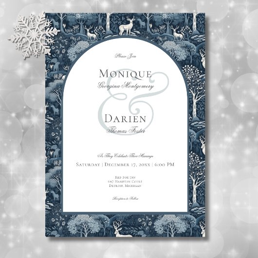  Winter William Morris Elegant Wedding Kaart