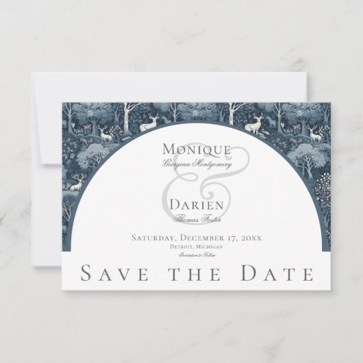 Winter William Morris Elegant Wedding Save The Date (Voorkant)