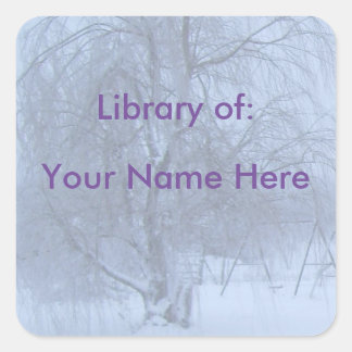 Winter Willow Tree Book Name Bord Vierkante Sticker