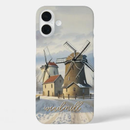 Winter Windmolen Monogrammed Hoesje- Mate iPhone 16 Plus Hoesje