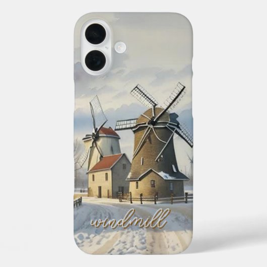 Winter Windmolen Monogrammed Hoesje- Mate iPhone Case-Mate iPhone Case (Achterkant)
