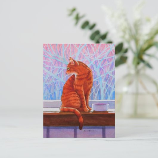 Winter Window Tabby Cat Briefkaart (Staand voorkant)
