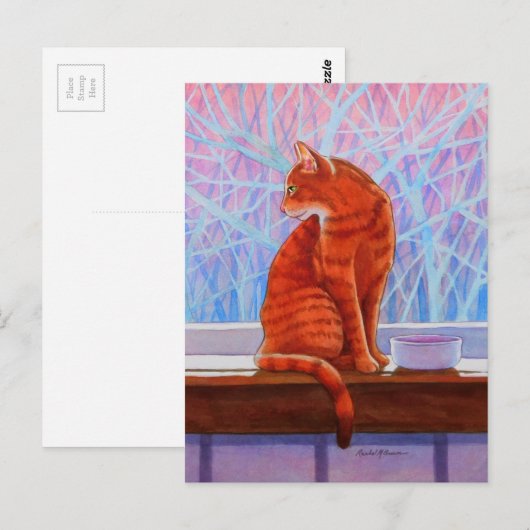 Winter Window Tabby Cat Briefkaart (Voorkant / Achterkant)