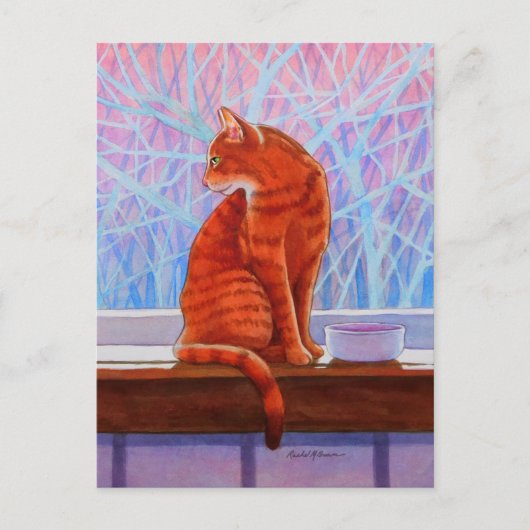 Winter Window Tabby Cat Briefkaart (Voorkant)