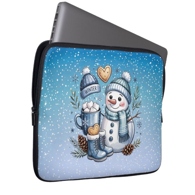 Winter Winterse Sneeuwman Laptop Sleeve (Voorkant Rechts)