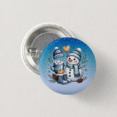 Winter Winterse Sneeuwman Ronde Button 3,2 Cm (Voorkant /achterkant)