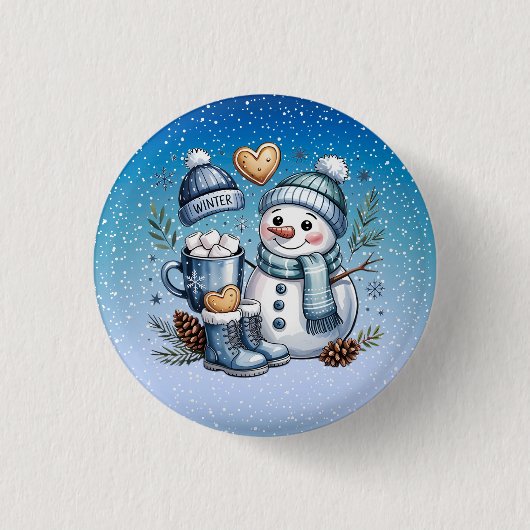 Winter Winterse Sneeuwman Ronde Button 3,2 Cm (Voorkant)