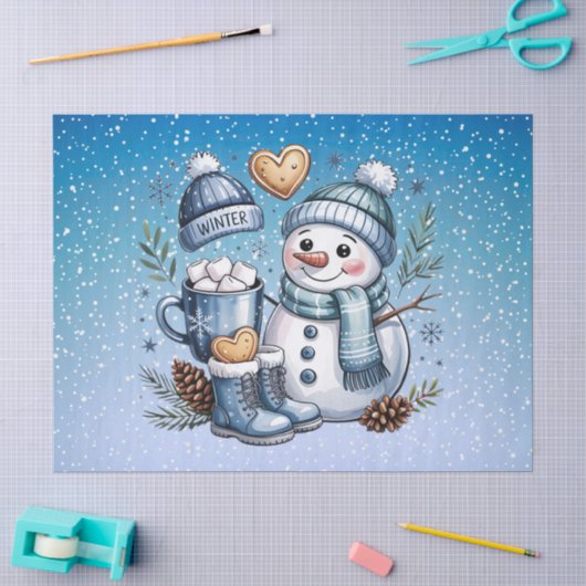 Winter Winterse Sneeuwman Tissuepapier (Craft)