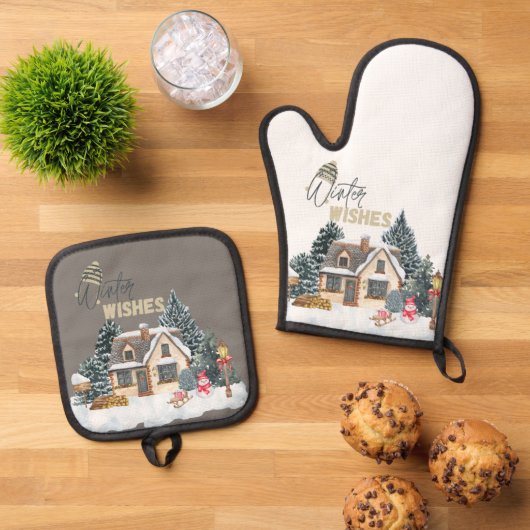 Winter Wishes Christmas Gift For Home Decor Ovenwant & Pannenlap Set (Top down)