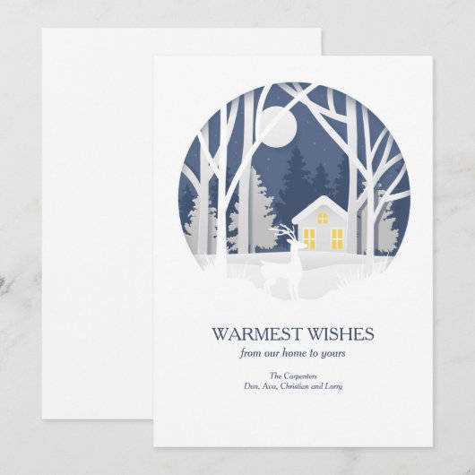 Winter Wishes Holiday Card Feestdagenkaart (Voorkant / Achterkant)