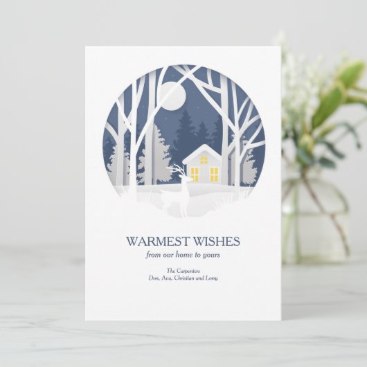 Winter Wishes Holiday Card Feestdagenkaart (Staand voorkant)