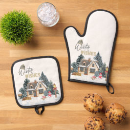 Winter Wishes Kerstcadeau voor Huisdecoratie Ovenwant & Pannenlap Set