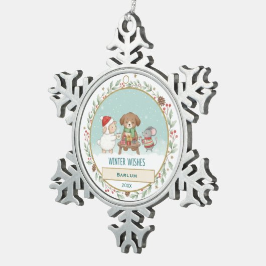 Winter Wishes Tin Sneeuwvlok Ornament (Rechts)