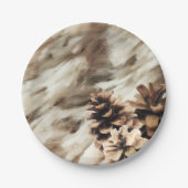 Winter Wishes Warm Rustic Holiday Pinecones Papieren Bordje (Voorkant)