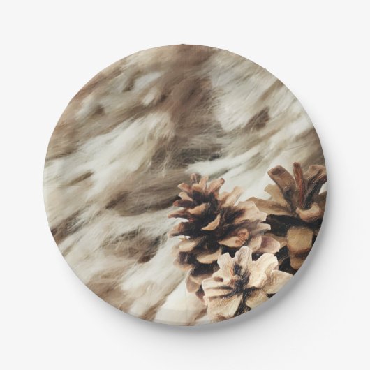 Winter Wishes Warm Rustic Holiday Pinecones Papieren Bordje (Voorkant)