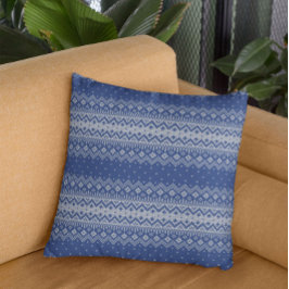 Winter Wit & Blauw Fair Isle breipatroon Kussen