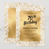 Winter Wit Goud 70ste Verjaardagsfeest Kaart (Voorkant / Achterkant)