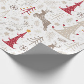 Winter Wit, Kerstboom en Herten Cadeaupapier (Hoek)