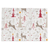 Winter Wit, Kerstboom en Herten Groot Cadeauzakje (Achterkant)