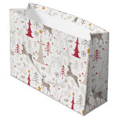 Winter Wit, Kerstboom en Herten Groot Cadeauzakje (Achterkant Gekanteld)