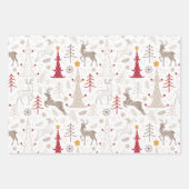 Winter Wit, Kerstboom en Herten Inpakpapier Vel (Voorkant)