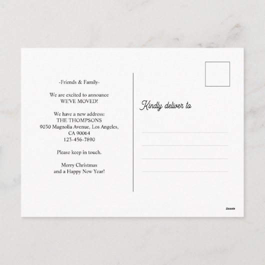 Winter Wit Kerstmis Deur Nieuw Huis Verhuizen Feestdagenkaart (Achterkant)