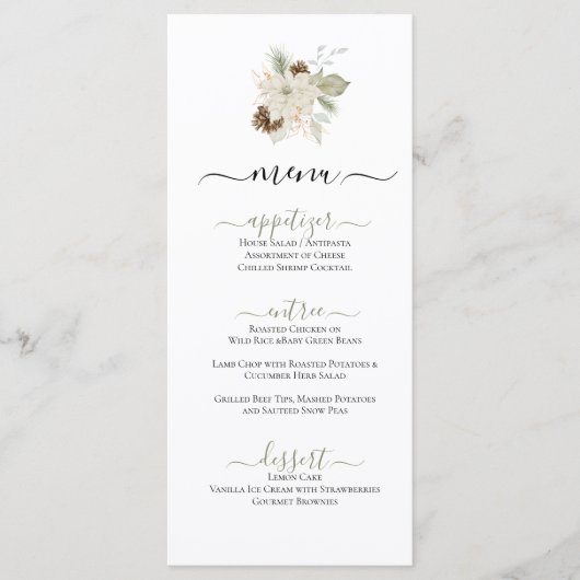 Winter Wit Thema Bloemenillustratie Flat Menu (Voorkant)