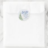 Winter with Festive Tree Ronde Sticker (Tas)