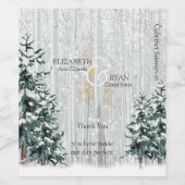 Winter Witte Berk, dennenbomen Huwelijk Wijn Etiket (Enkel label)