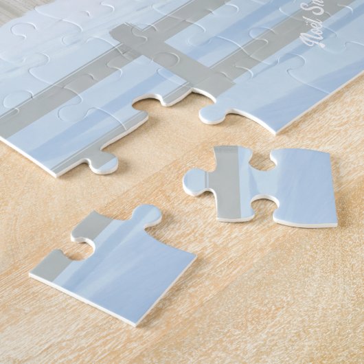 Winter witte besneeuwde kerststal legpuzzel (Zijkant)