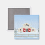 Winter witte besneeuwde kerststal magneet (Voorkant / Achterkant)