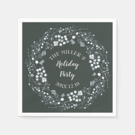 Winter Witte bessen krans op fluweelgroen Servet