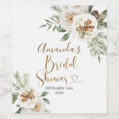 Winter Witte Bloem Kerst Wijnfles Label Wijn Etiket (Enkel label)