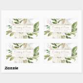 Winter Witte Bloemen Bruiloft Monogram Rechthoekige Sticker (Vel)