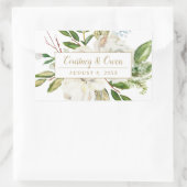 Winter Witte Bloemen Bruiloft Monogram Rechthoekige Sticker (Tas)